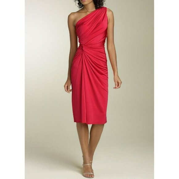 Tadashi Shoji Plum One Shoulder Gown Draped Roughed Dress Cocktail Small - Picture 1 of 16